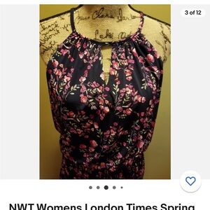 Womens London Times Spring Buds Floral Crop Jumpsuit Navy Pink